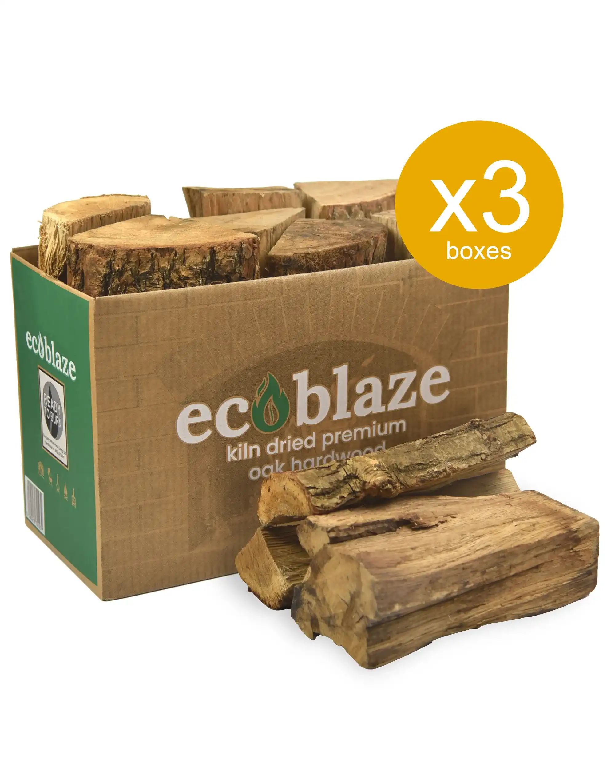 Ecoblaze Boxed Kiln-Dried Oak Firewood x3